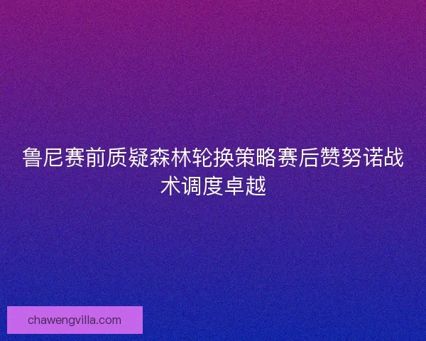 鲁尼赛前质疑森林轮换策略赛后赞努诺战术调度卓越