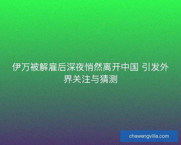 伊万被解雇后深夜悄然离开中国 引发外界关注与猜测