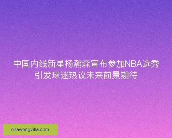 中国内线新星杨瀚森宣布参加NBA选秀引发球迷热议未来前景期待